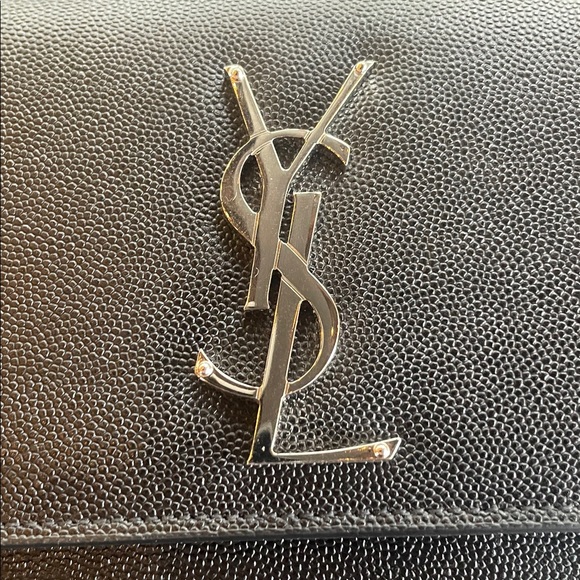 Yves Saint Laurent Silver Logo Black Clutch - Picture 2 of 6